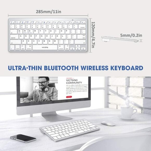 VicTsing Bluetooth Keyboard (PC172A) - Silver - Picture 4 of 15